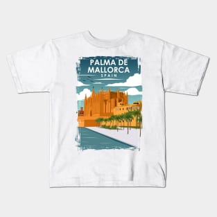 Palma De Mallorca Spain Vintage Minimal Retro Travel Poster Kids T-Shirt